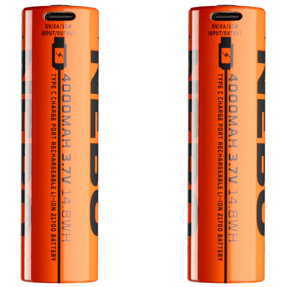 Nebo 21700 3.7V 4000mAh Lithium-Ion Rechargeable Battery with USB-C Charge Port 2 Pack Image 2