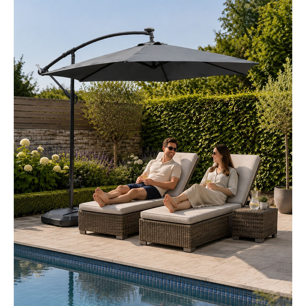 Direct Wicker Grey Crank Handle Cantilever Parasol 2.94m Image 3