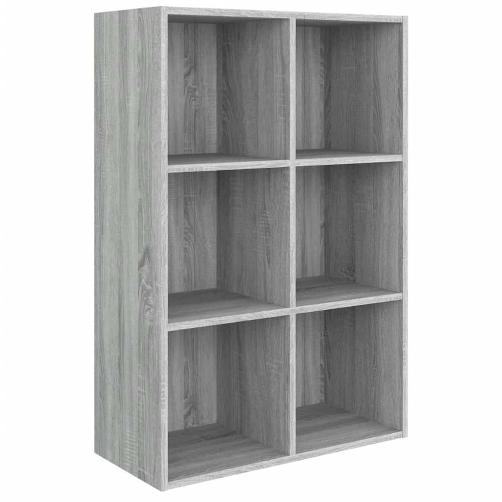 vidaXL 6 Shelf Grey Sonoma Bookcase Image 2