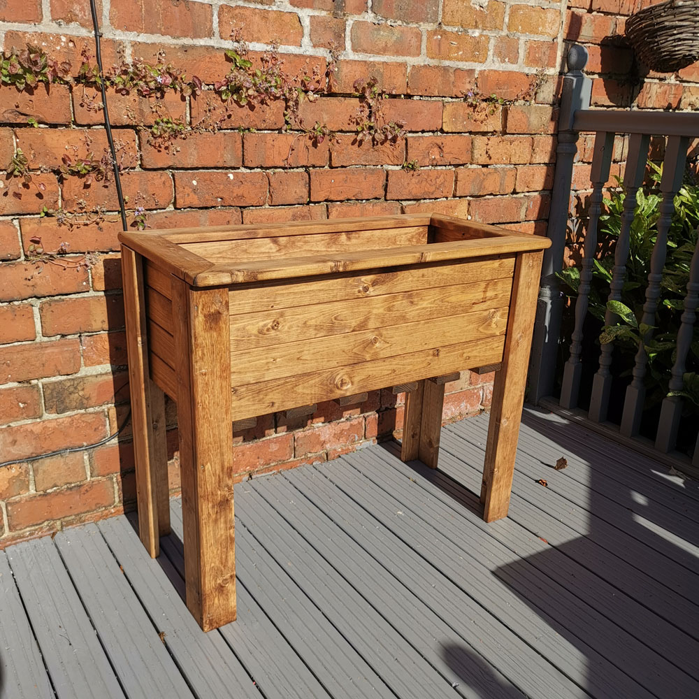 Samuel Alexander Rustic Medium Wooden Raised Garden Trough 72 x 82cm Image 4