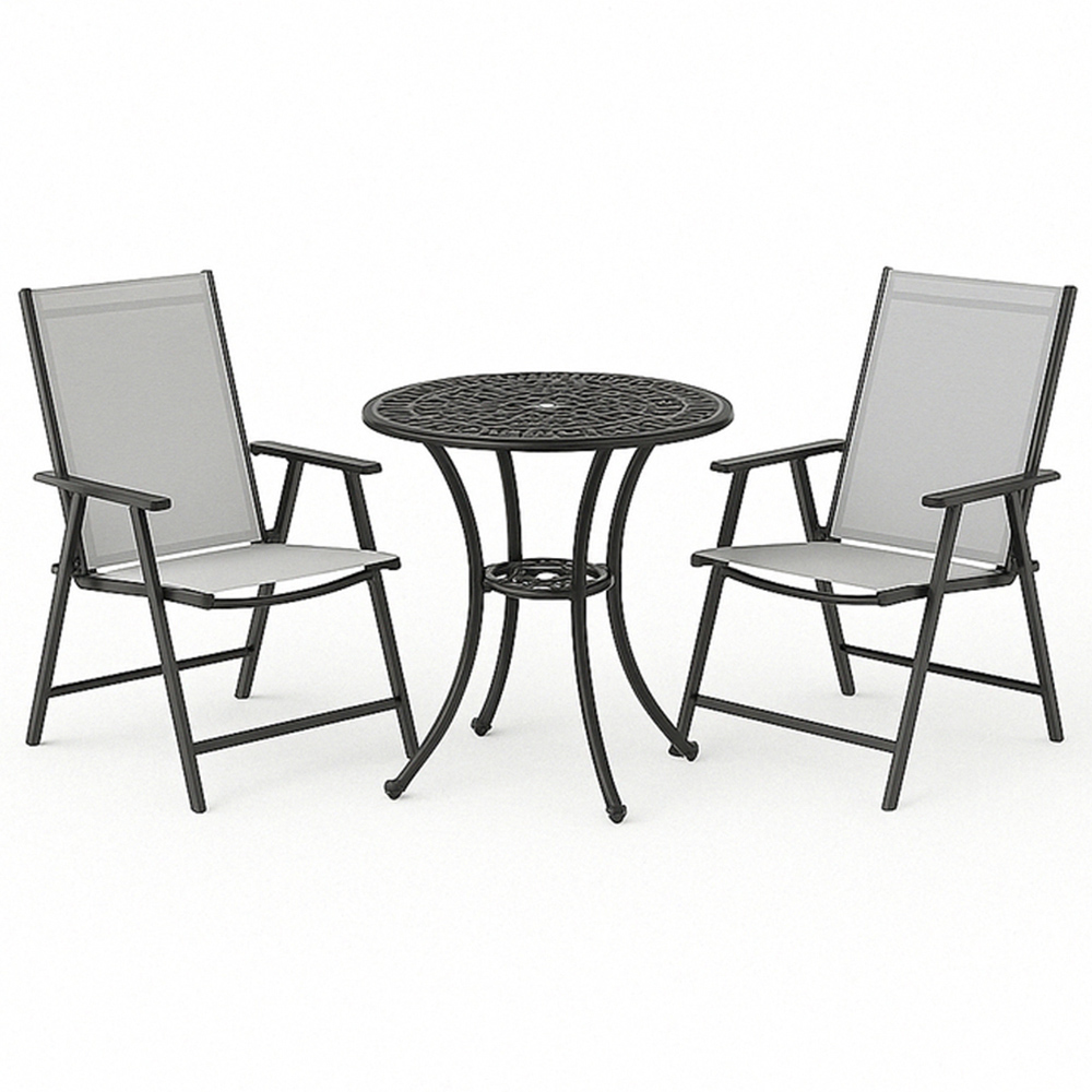 Living and Home 2 Seater Cast Aluminium Bistro Set Image 2