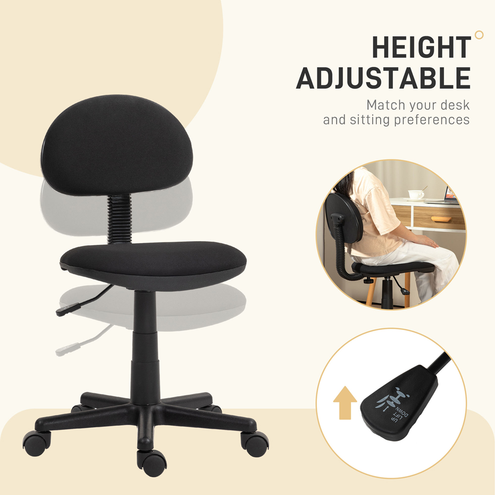 Portland Black Armless Office Chair with Adjustable Height Image 4
