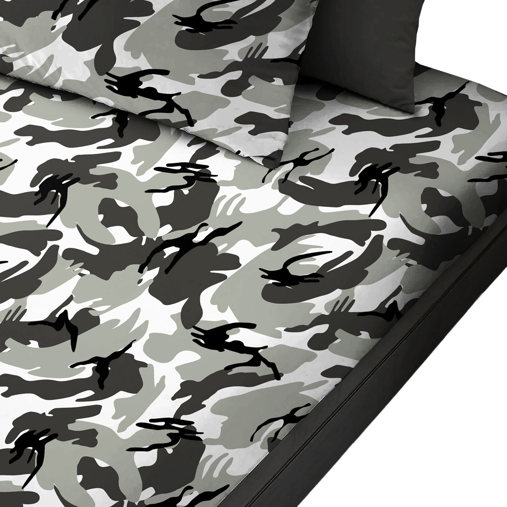 Velosso Double Camouflage Grey Fitted Sheet Image 1