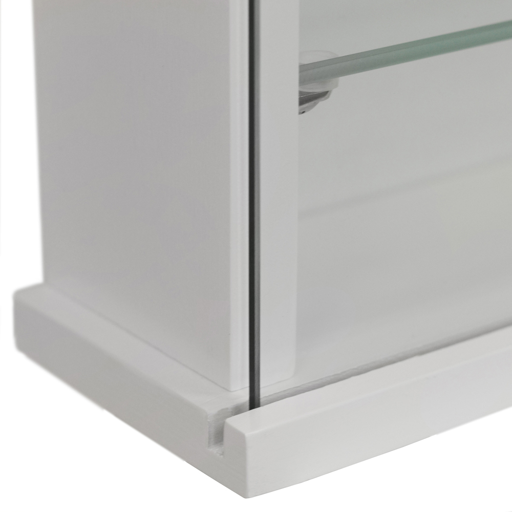Watsons Exhibit 4 Shelf White Glass Wood Wall Display Cabinet Image 6