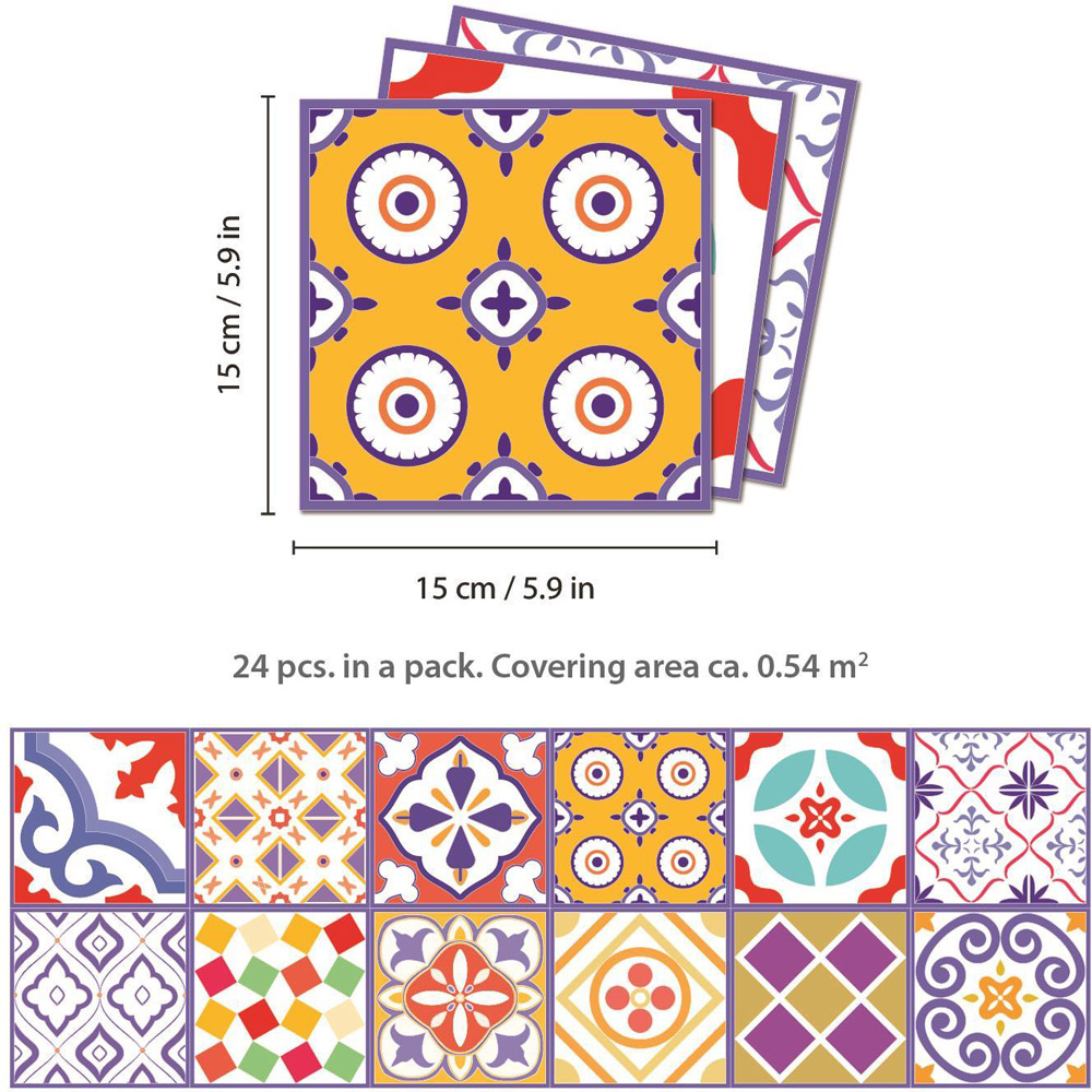 Walplus Colourful Moroccan Tile Sticker 24 Pack Image 6