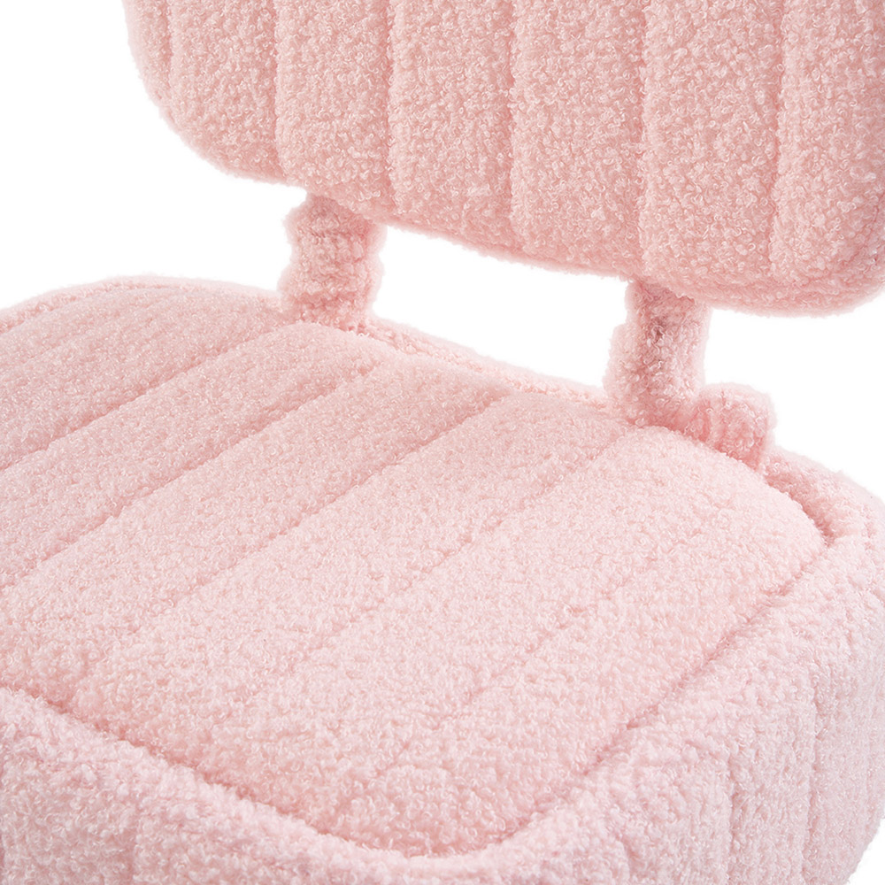 Living and Home Pink Teddy Fleece Foldable Backrest Vanity Chair with Hidden Storage Image 6
