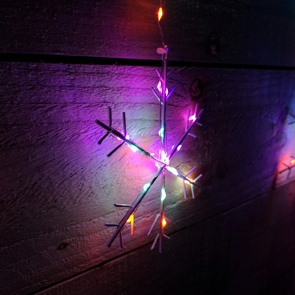 Premier 339 Rainbow LED Static Snowflake Silver Pin Cable Curtain Light 1.2 x 1.2m Image 3