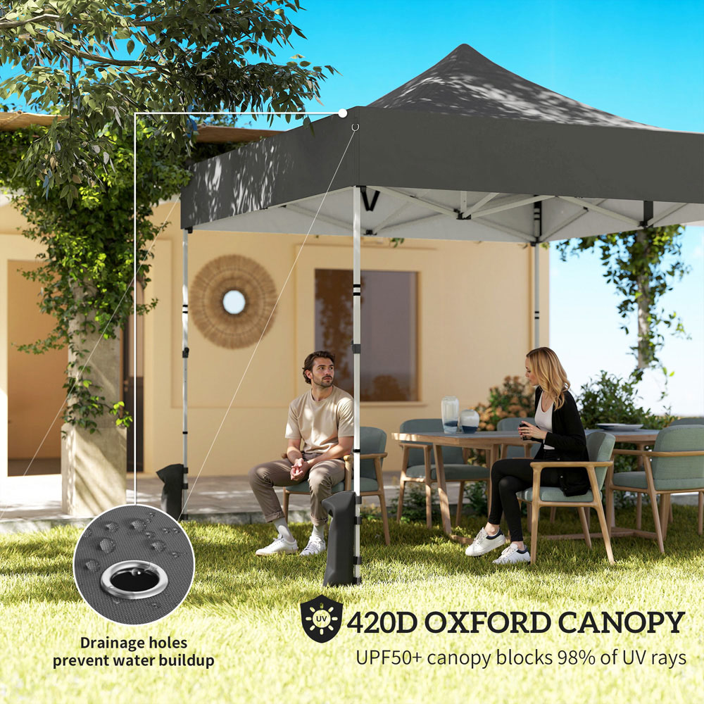 Outsunny 3 x 3m Dark Grey Heavy Duty Marquee Pop Up Gazebo with Sides Image 4