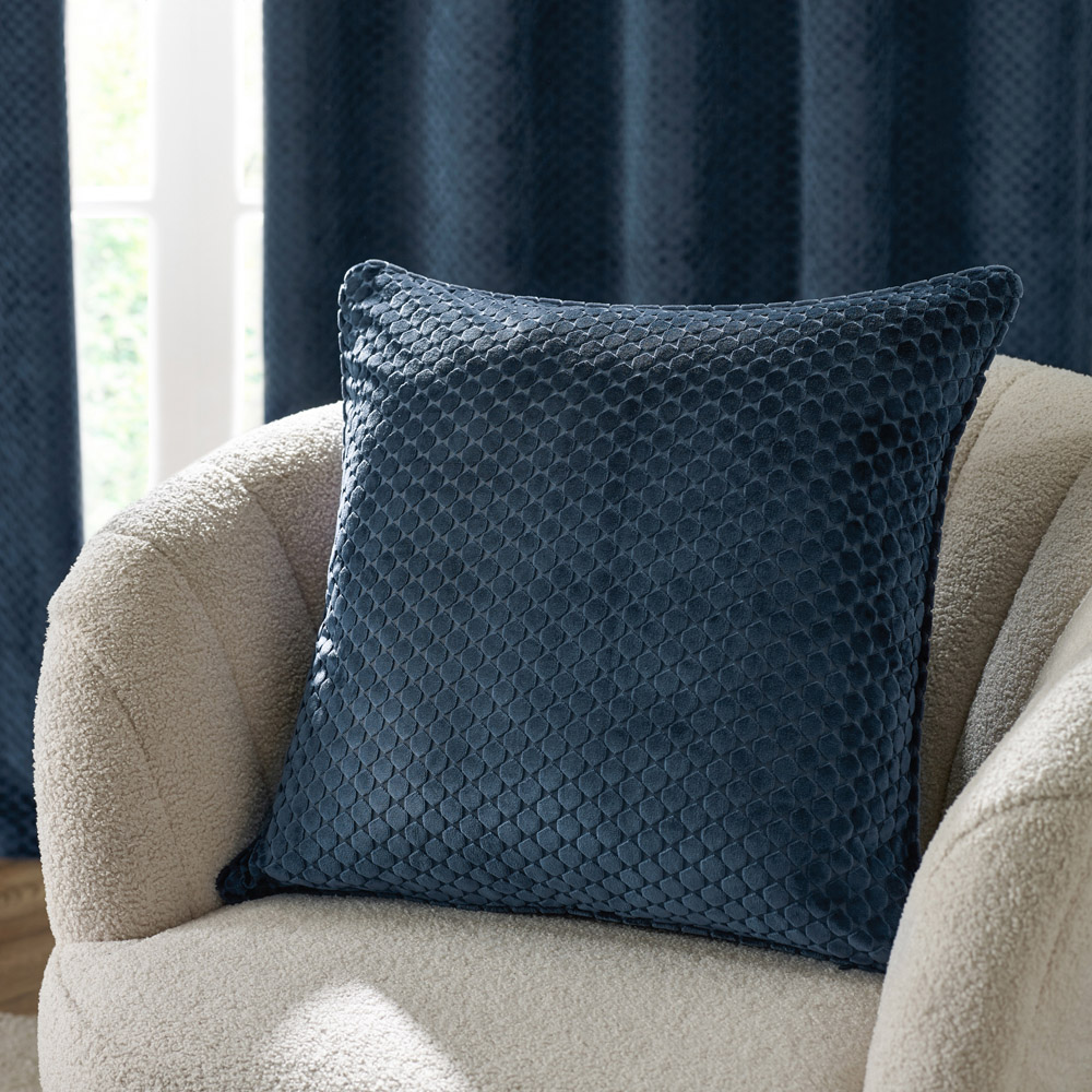 Paoletti Neptune Navy Velvet Cushion 50 x 50cm Image 2