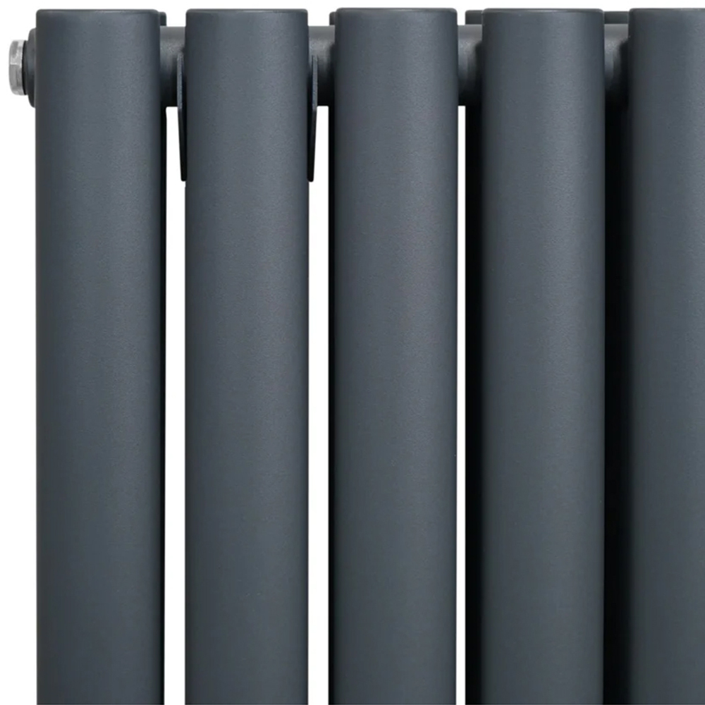 Monster Shop 3211BTU Anthracite Grey Oval Column Radiator and Valves 1800 x 240mm Image 4