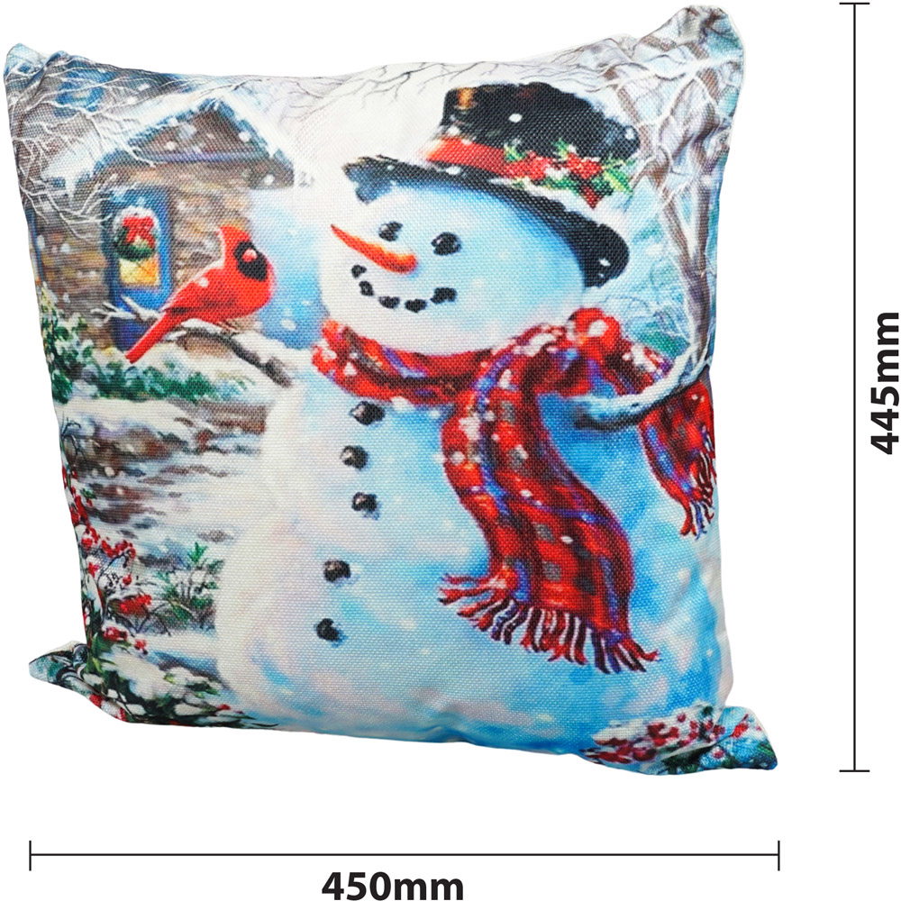 Xmas Haus Festive Snowman and Robin Christmas Cushion 45 x 45cm Image 5
