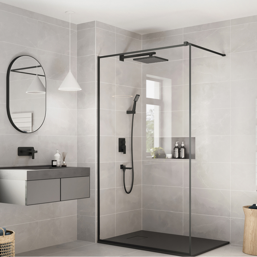 Johnson Tiles Melford Marble Light Grey Rectified Tile Sample 600 x 300mm Image 1