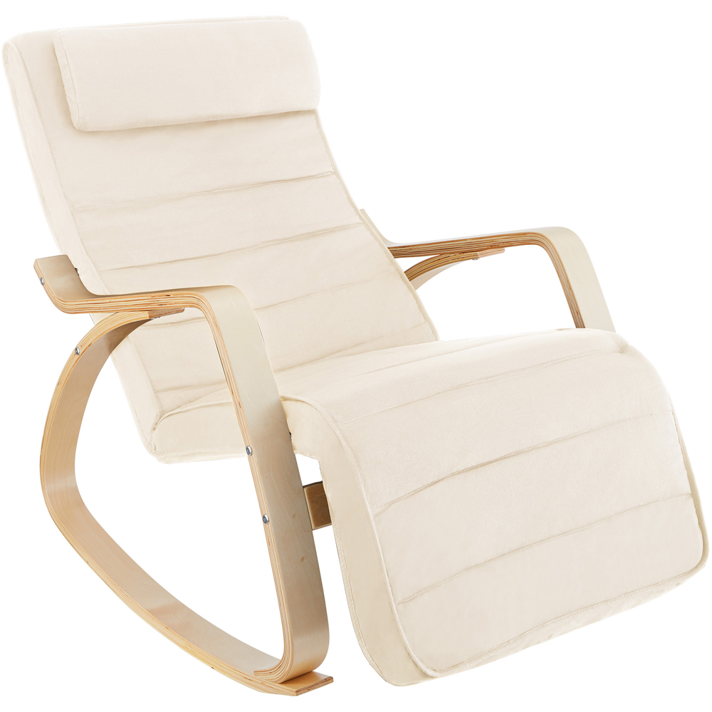 tectake Onda Beige Rocking Chair with Adjustable Footrest Image 2