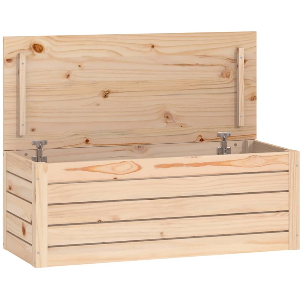 vidaXL Brown Solid Pine Wood Storage Box with Lid 89 x 36.5 x 33cm Image 3