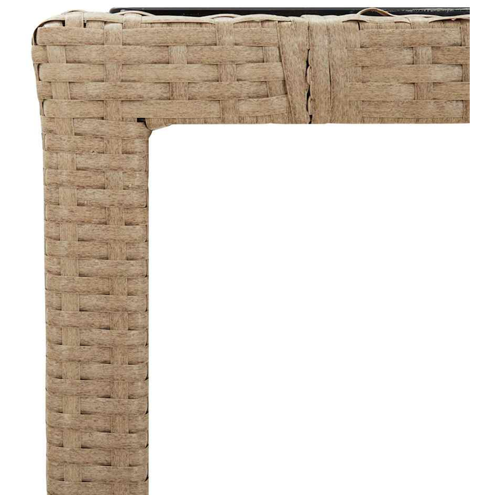 vidaXL 2 Seater Beige Polyrattan Tempered Glass Tabletop Garden Table Image 5