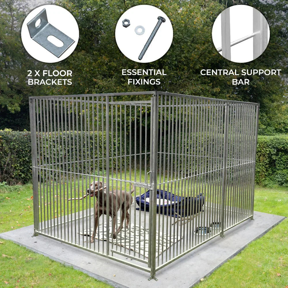 MonsterShop 2m Silver Dog Run Panel with Door 5cm Bar Spacing Image 4