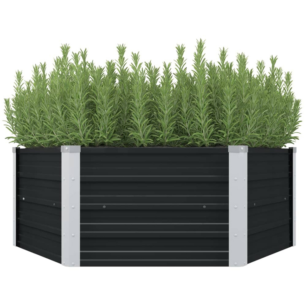 vidaXL Anthracite Galvanised Steel Raised Garden Bed 129 x 129 x 45cm Image 2