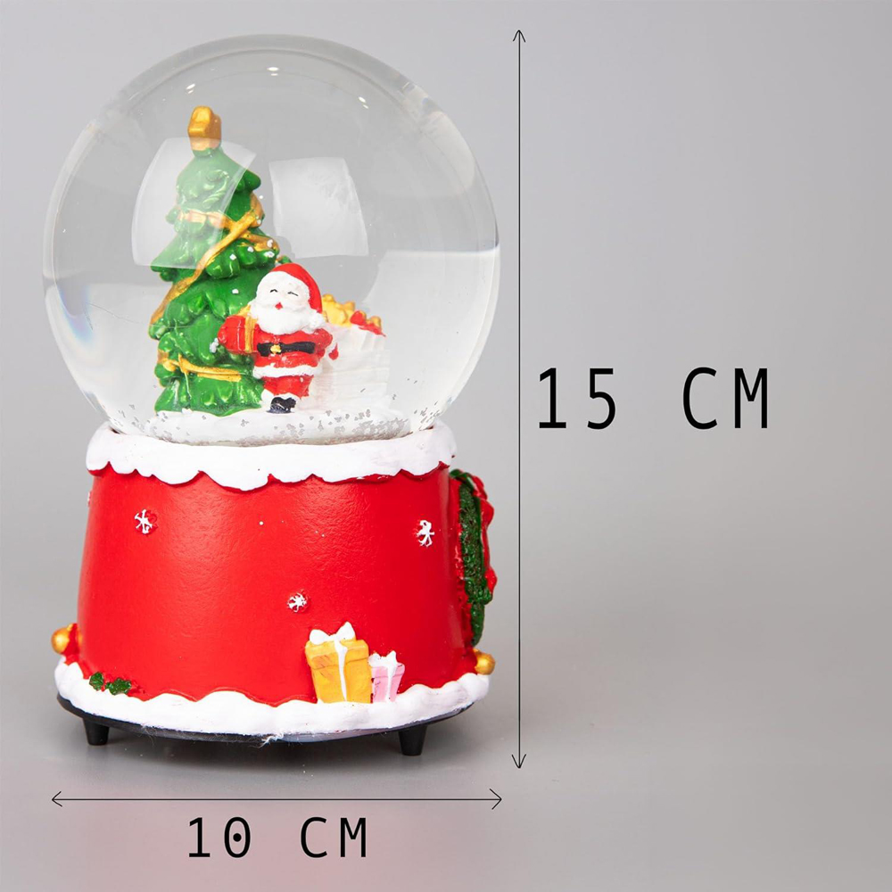 Shatchi Musical Snowglobe Christmas Tree and Santa Scene Image 3
