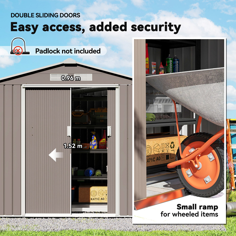 Outsunny 7 x 4ft Grey Metal Apex Garden Shed Image 4