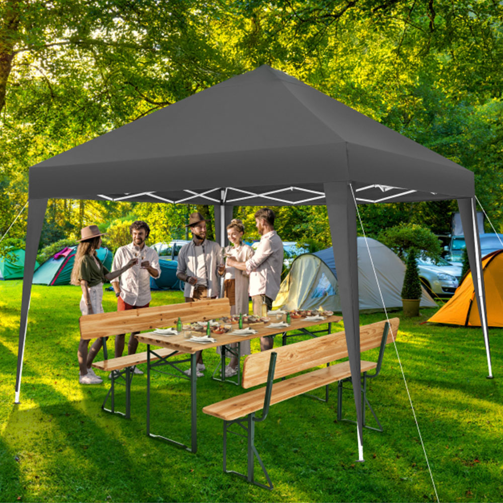 tectake Linosa 3 x 3m Grey Water and UV Resistant Gazebo Image 1
