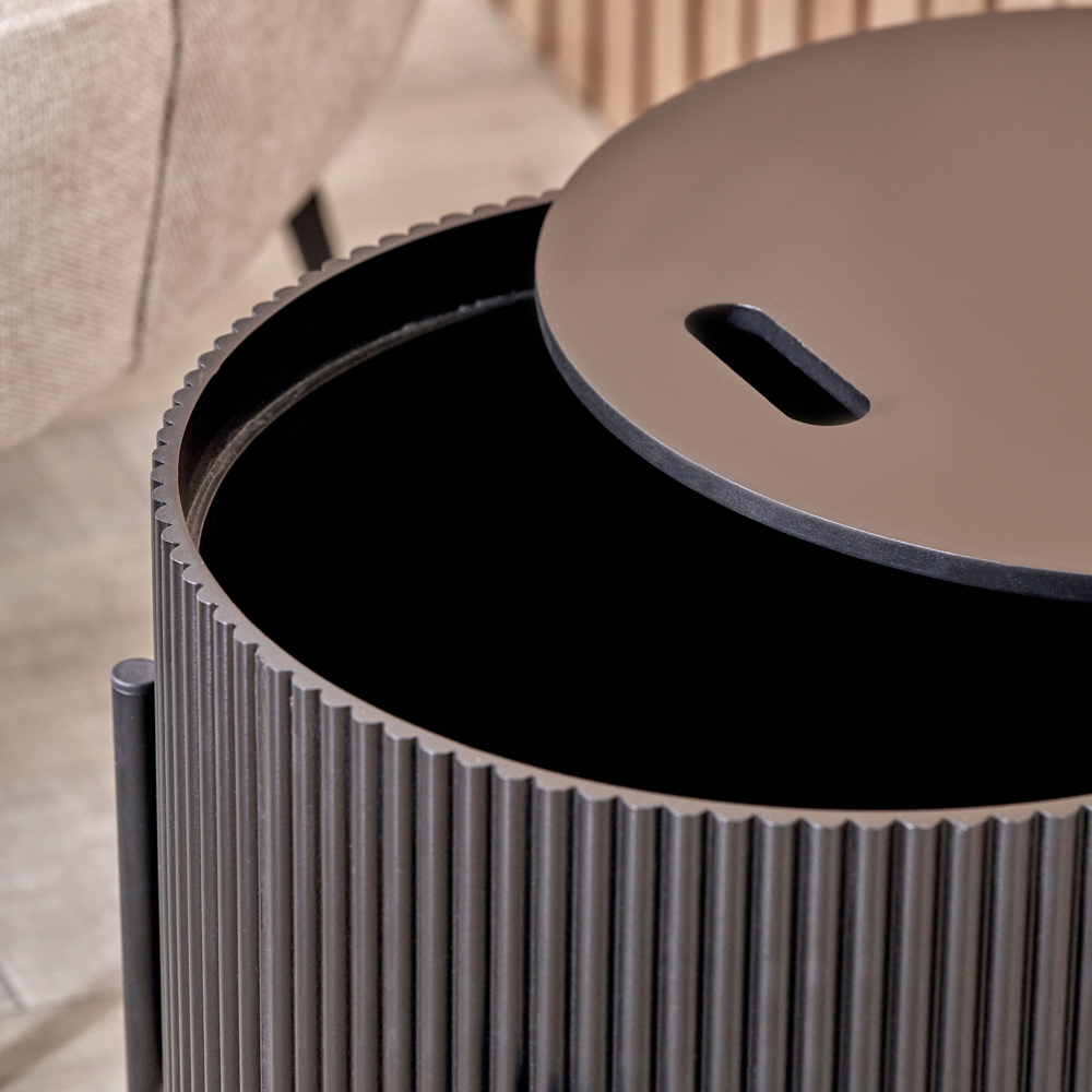 Pacific Lifestyle Henderson Black Wood and Black Metal Storage Side Table Image 4