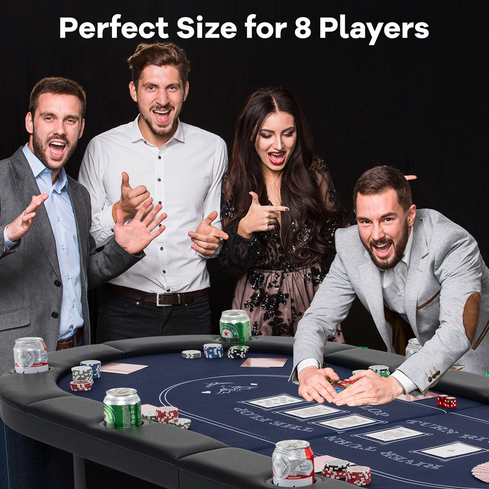 Costway Blue 8 Player Foldable Poker Table Image 3