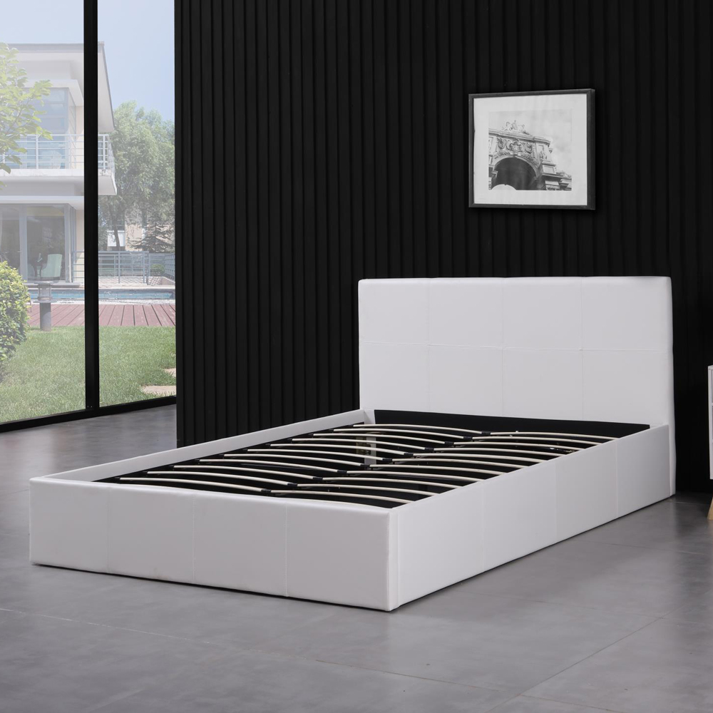Portland Double White Leather Ottoman Bed Image 2