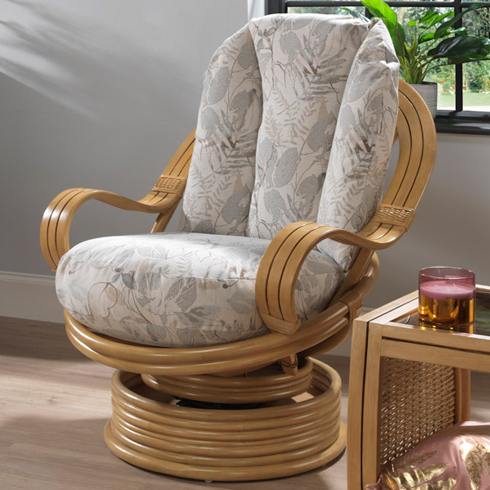 Desser Centurion Leafy Natural Rattan Laminated Swivel Rocker Chair Image 1