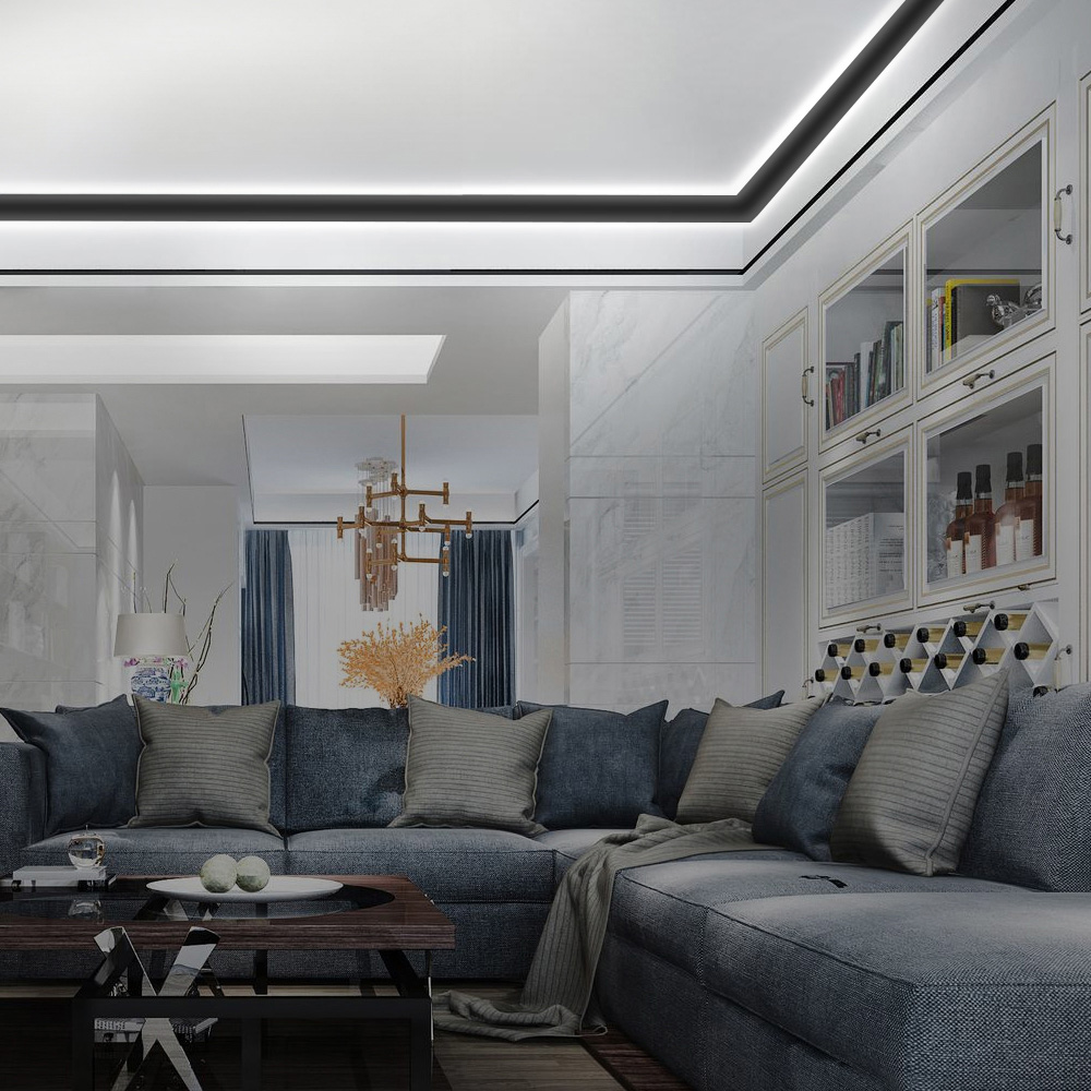 ENER-J Black Corner Aluminium Profile Gypsum LED Cove Light 1m 2 Pack Image 2