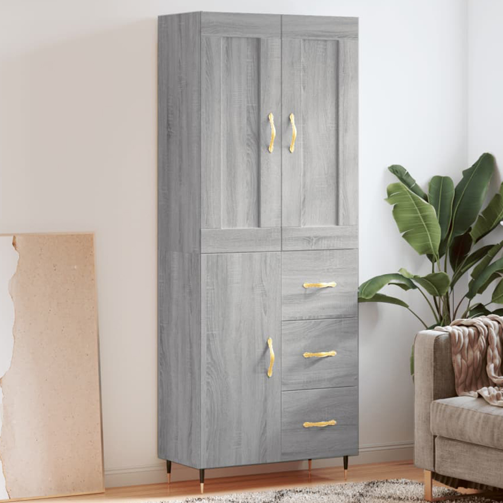 vidaXL 3 Door 3 Drawer Grey Sonoma Highboard Image 1