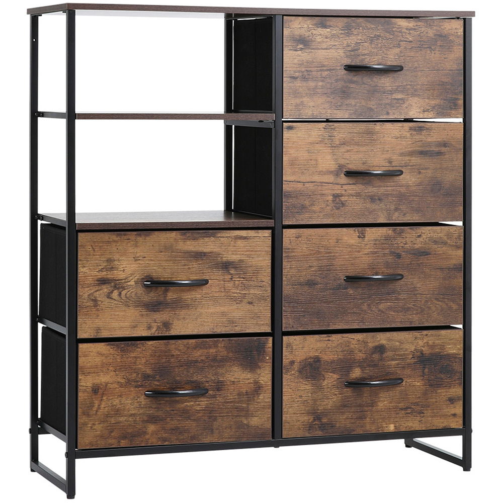H&O Direct 6 Drawer 2 Shelf Retro Style Storage Cabinet Image 2
