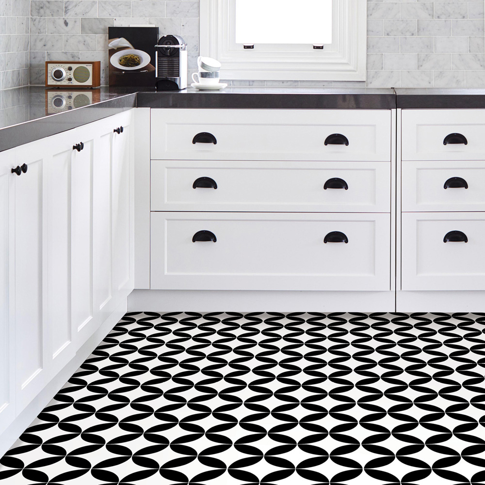 Floorpops Starlight Black and White Peel and Stick Floor Tile 30.48 x 30.48cm 10 Pack Image 6
