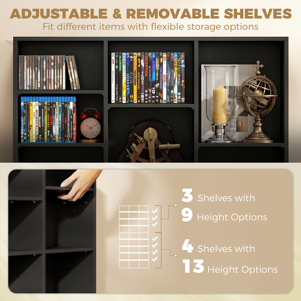 HOMCOM 27 Shelf Black DVD Storage Unit Image 6