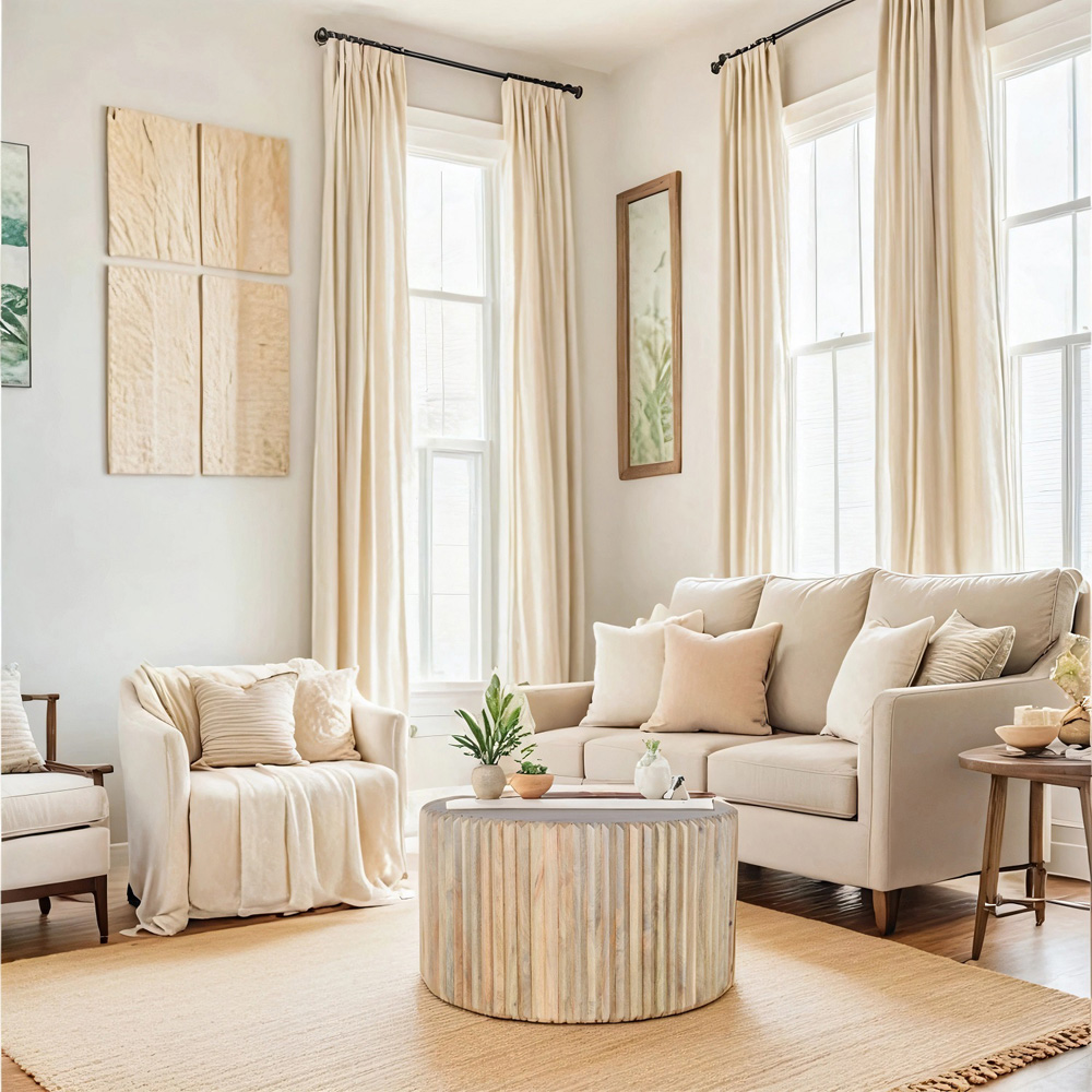 Brooklyn Hudson Carved Mango Wood Round Coffee Table Image 4