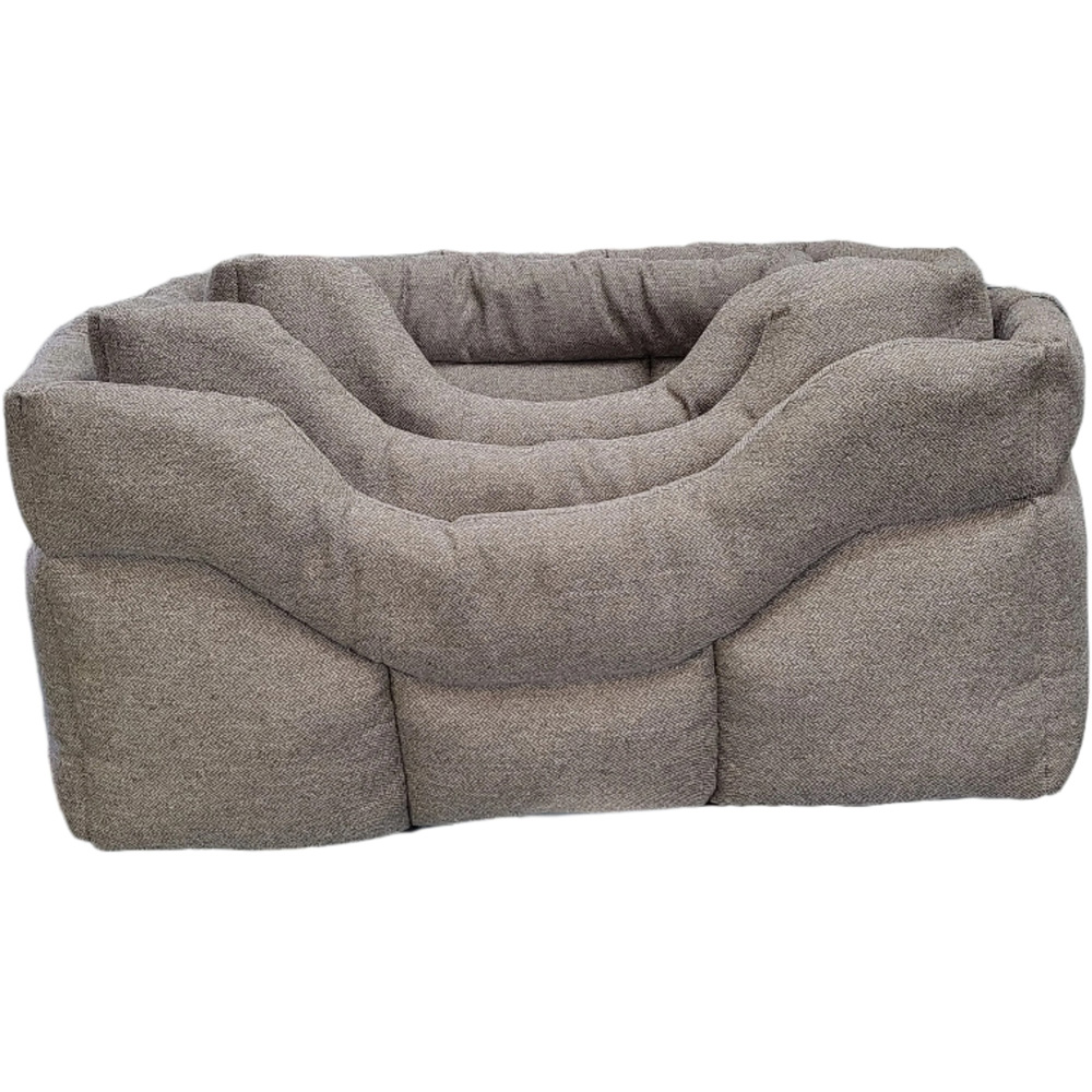 P&L Jumbo Brown Premium Orkney Tweed Fabric Drop Fronted Softee Rectangle Pet Bed Image 3