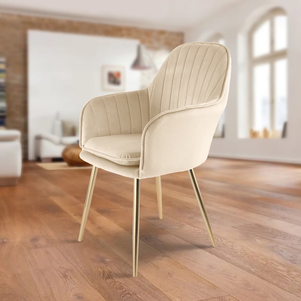 Muse Accent Chair in Velvet Upholstery - Champagne Image 7