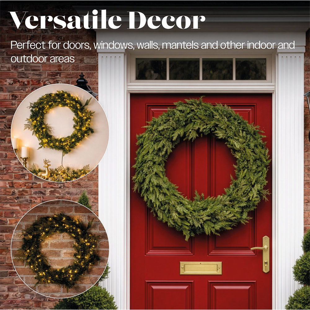 Xmas Haus 150 Warm White LED Christmas Wreath 80cm Image 4