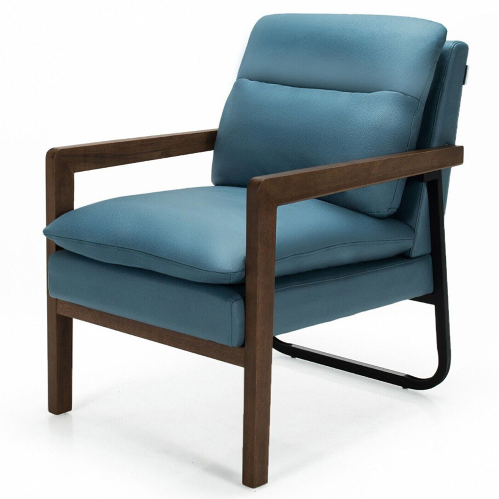 Costway Blue Upholstered Accent Armchair Image 2