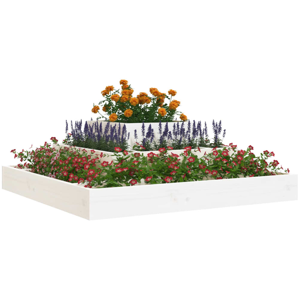 vidaXL 3-Tier White Solid Pine Wood Garden Planter 27 x 80 x 80cm Image 2