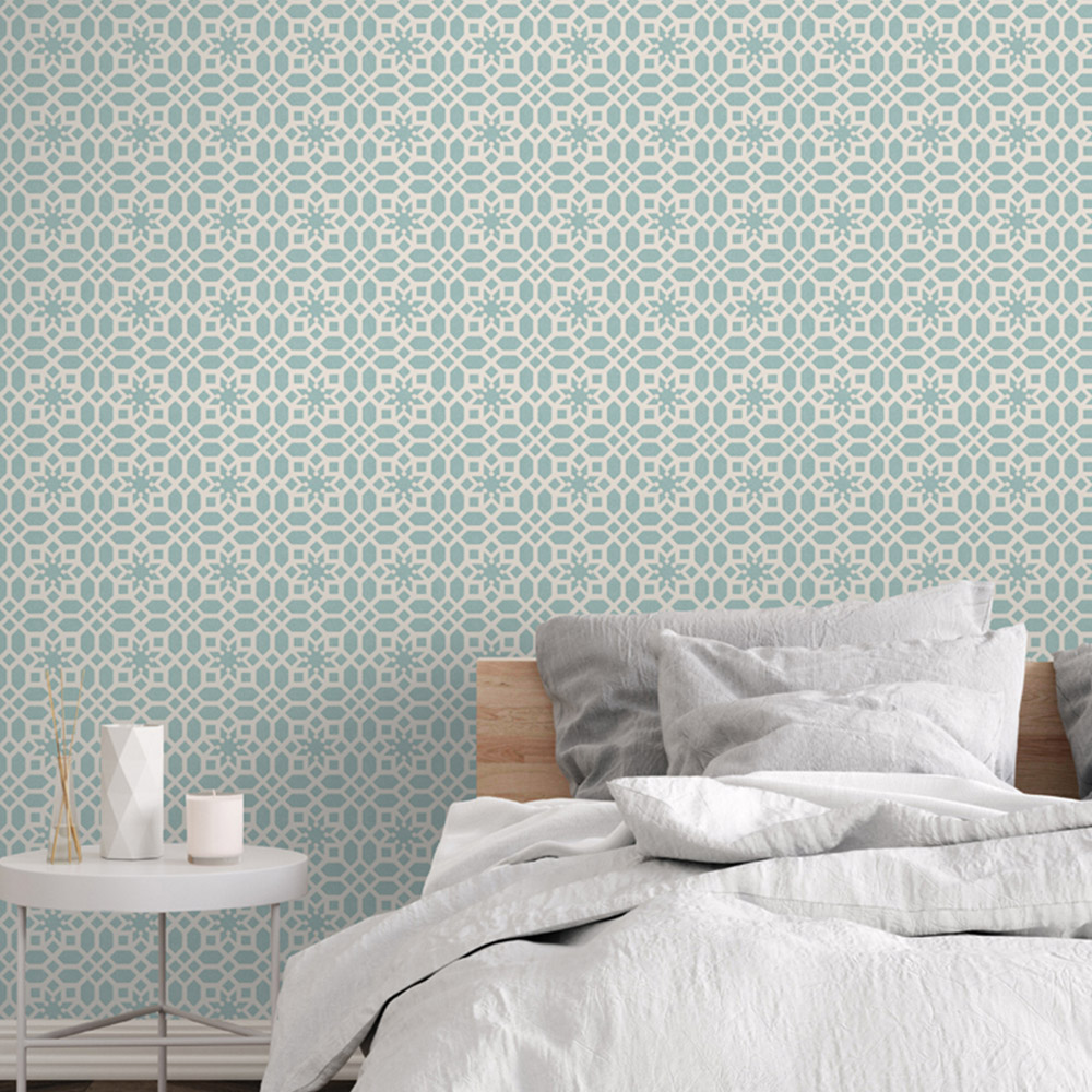 RHS Star Trellis Soft Blue Wallpaper Image 5