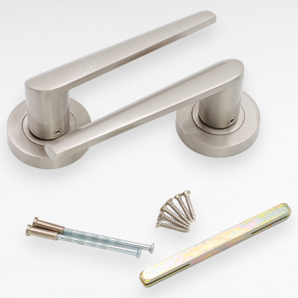 Spira Brass Aero Satin Nickel Lever On Rose Door Handle 2 Pack Image 4