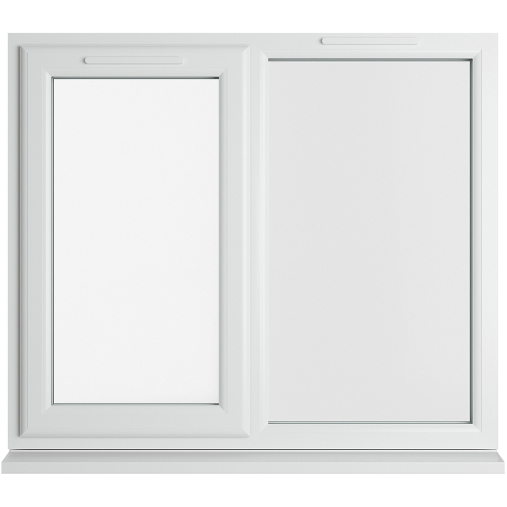 Crystal uPVC Double Glazed Window LH Side Hung Next to a Fixed White Clear Glass 1190x1190mm Image 1