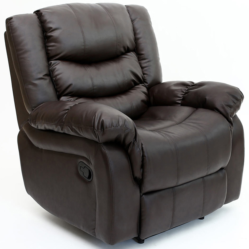 Furniture Online Seattle Brown Bonded Leather Manual Recliner Chair Image 2