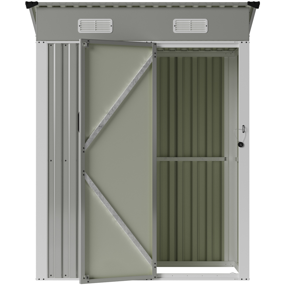 Living and Home 5 x 3ft Grey Pent Quick Assembly Metal Garden Storage Shed Image 7