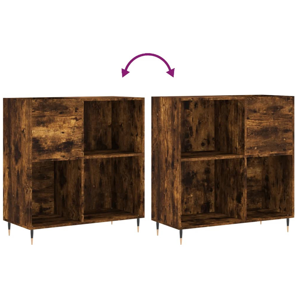 vidaXL 3 Shelf Smoked Oak Square Record Cabinet Image 7