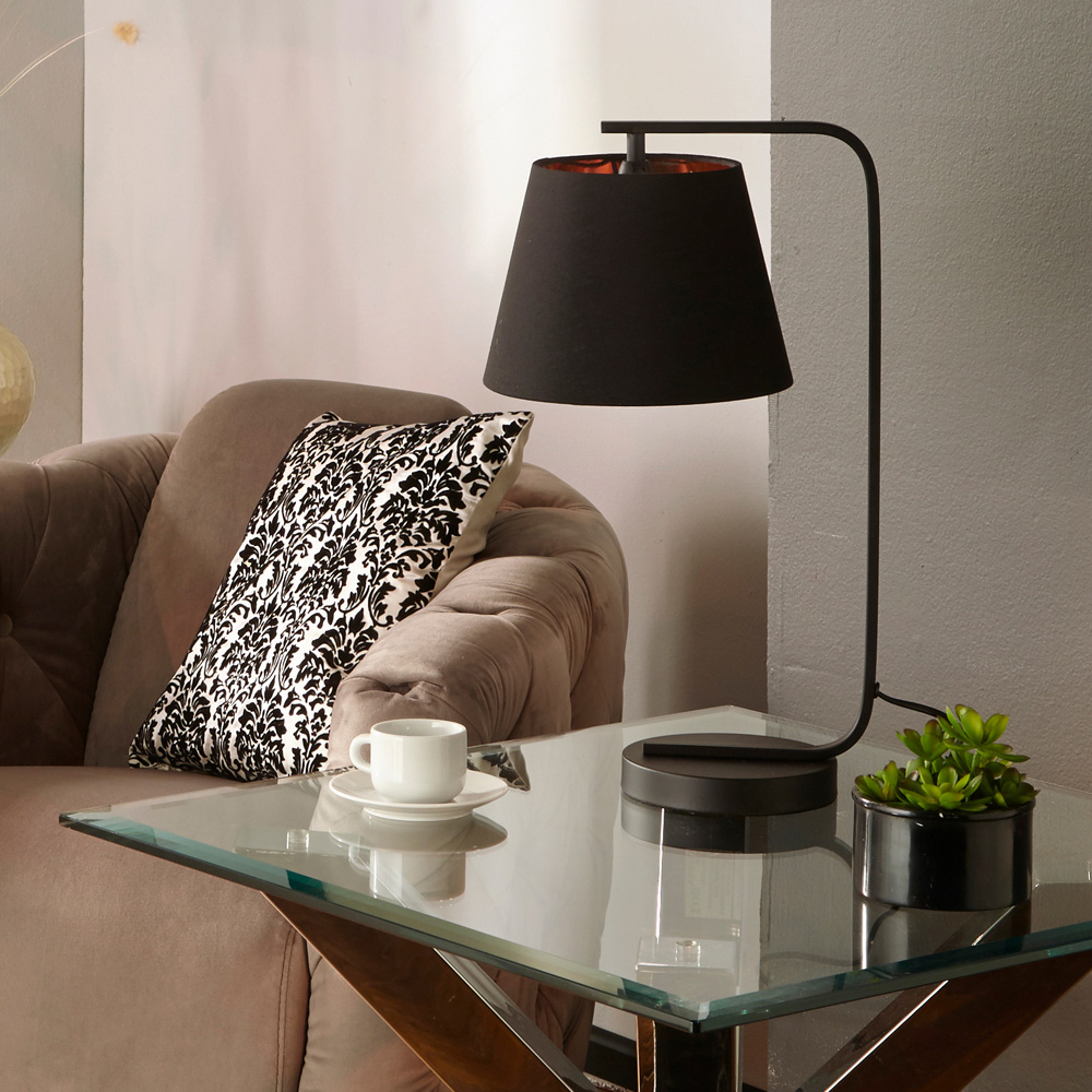 Kliving Hendrix Black and Copper Shade Black Table Lamp Image 2