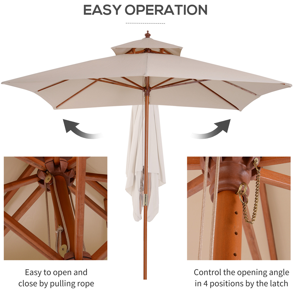 Outsunny Beige Double Tier Crank Handle Parasol 3m Image 6