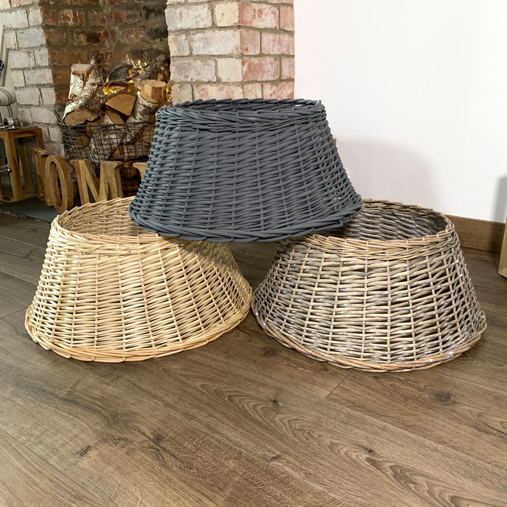 Samuel Alexander Deluxe Medium Dark Grey Wicker Willow Christmas Tree Skirt 28 x 60cm Image 4