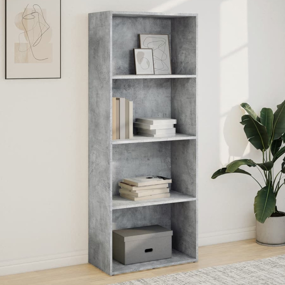 vidaXL 4 Shelf Concrete Grey Bookcase Image 1