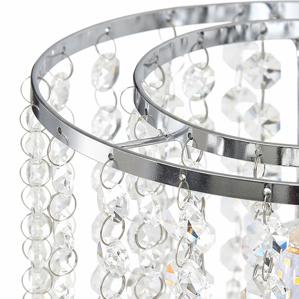 Living and Home E27 Screw Silver Crystal Beaded Shade Table Lamp 39cm Image 6